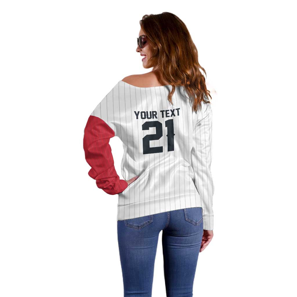 Custom Dripping Baseball Japan Off Shoulder Sweater