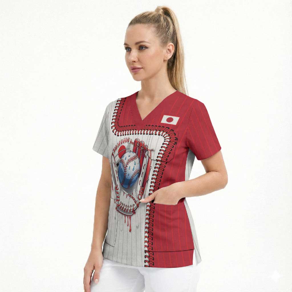 Custom Dripping Baseball Japan Scrub Top