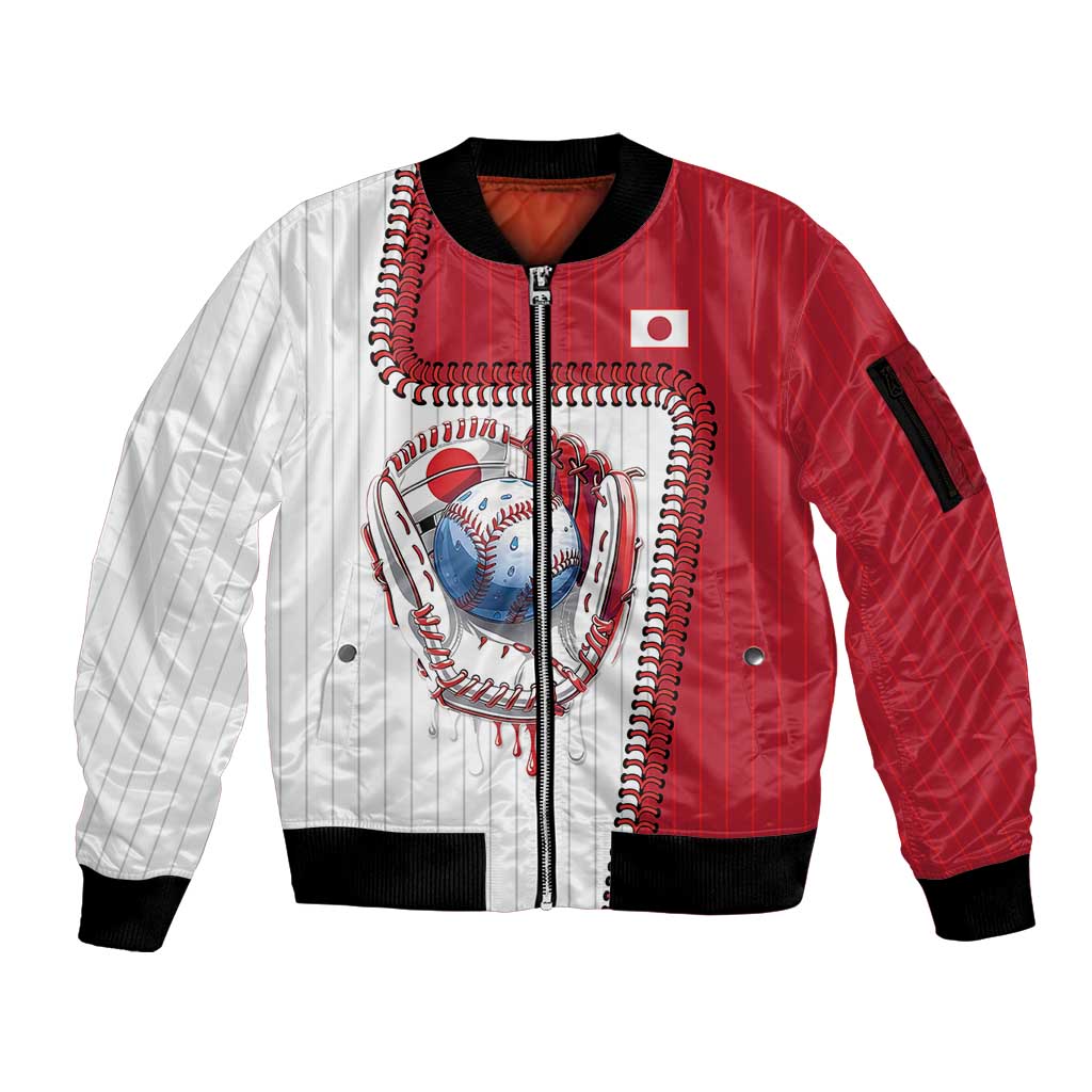 Custom Dripping Baseball Japan Sleeve Zip Bomber Jacket