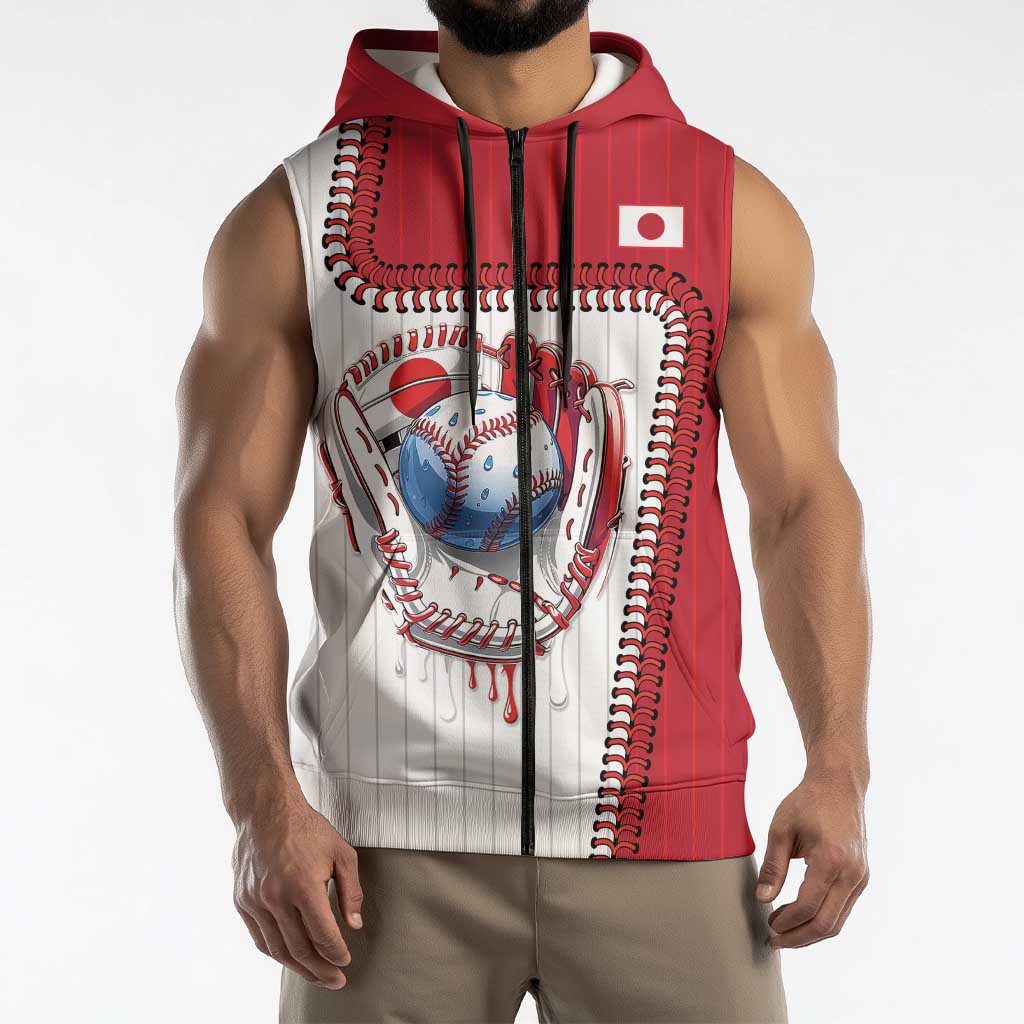 Custom Dripping Baseball Japan Sleeveless Zip Hoodie