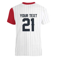 Custom Dripping Baseball Japan Women V-Neck T-Shirt