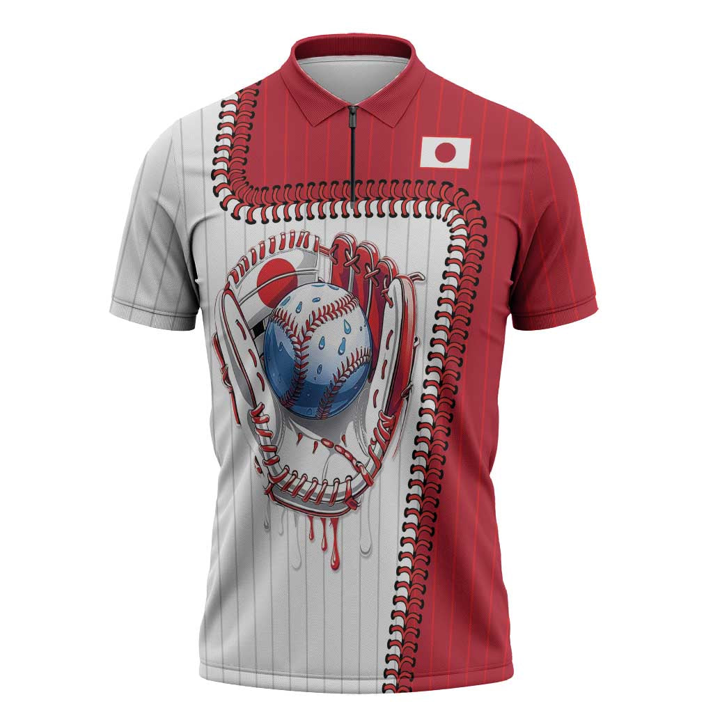Custom Dripping Baseball Japan Zipper Polo Shirt