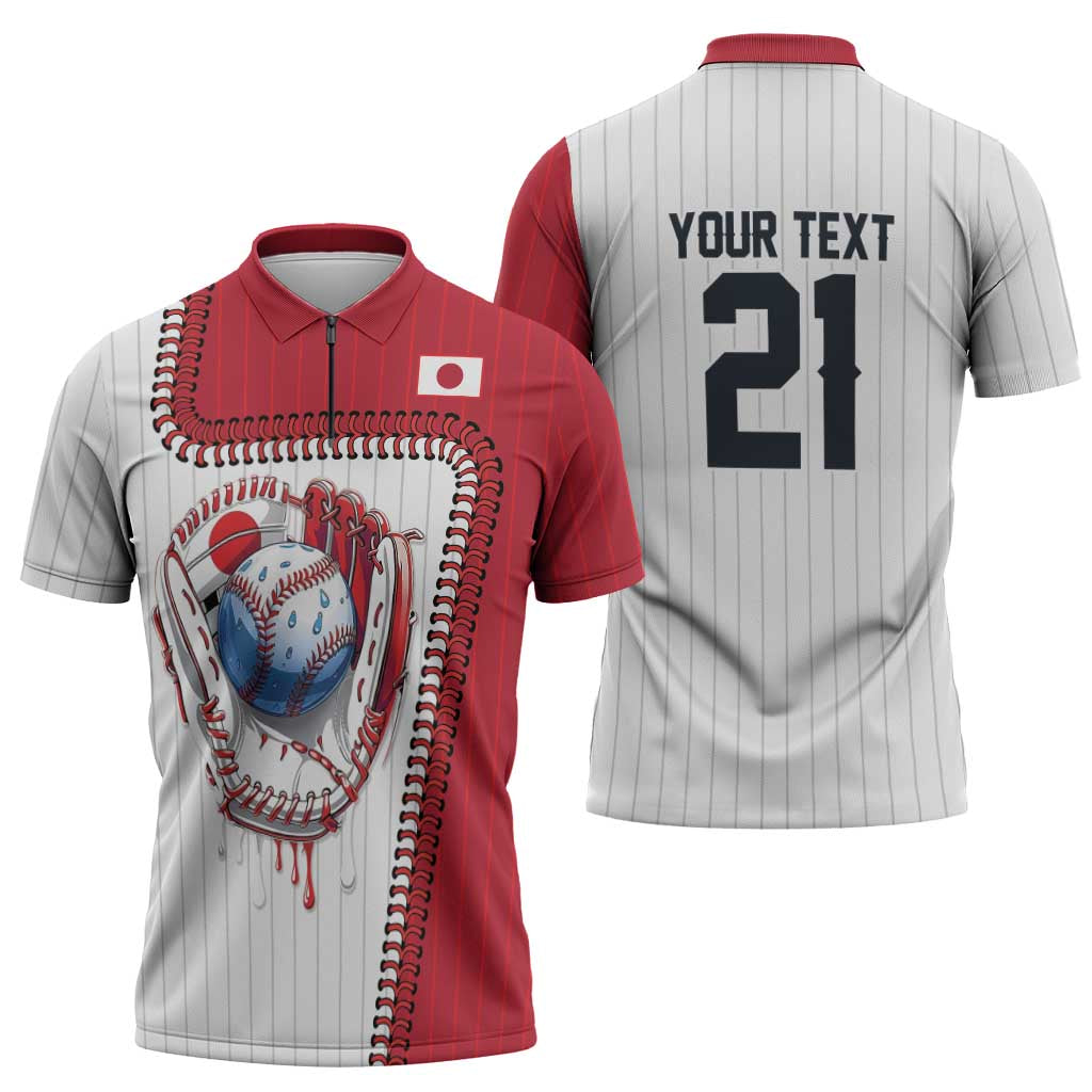 Custom Dripping Baseball Japan Zipper Polo Shirt
