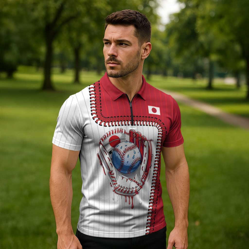 Custom Dripping Baseball Japan Zipper Polo Shirt