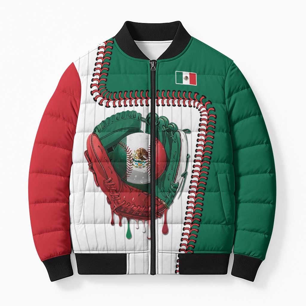 Custom Dripping Baseball Mexico Bomber Puffer Jacket