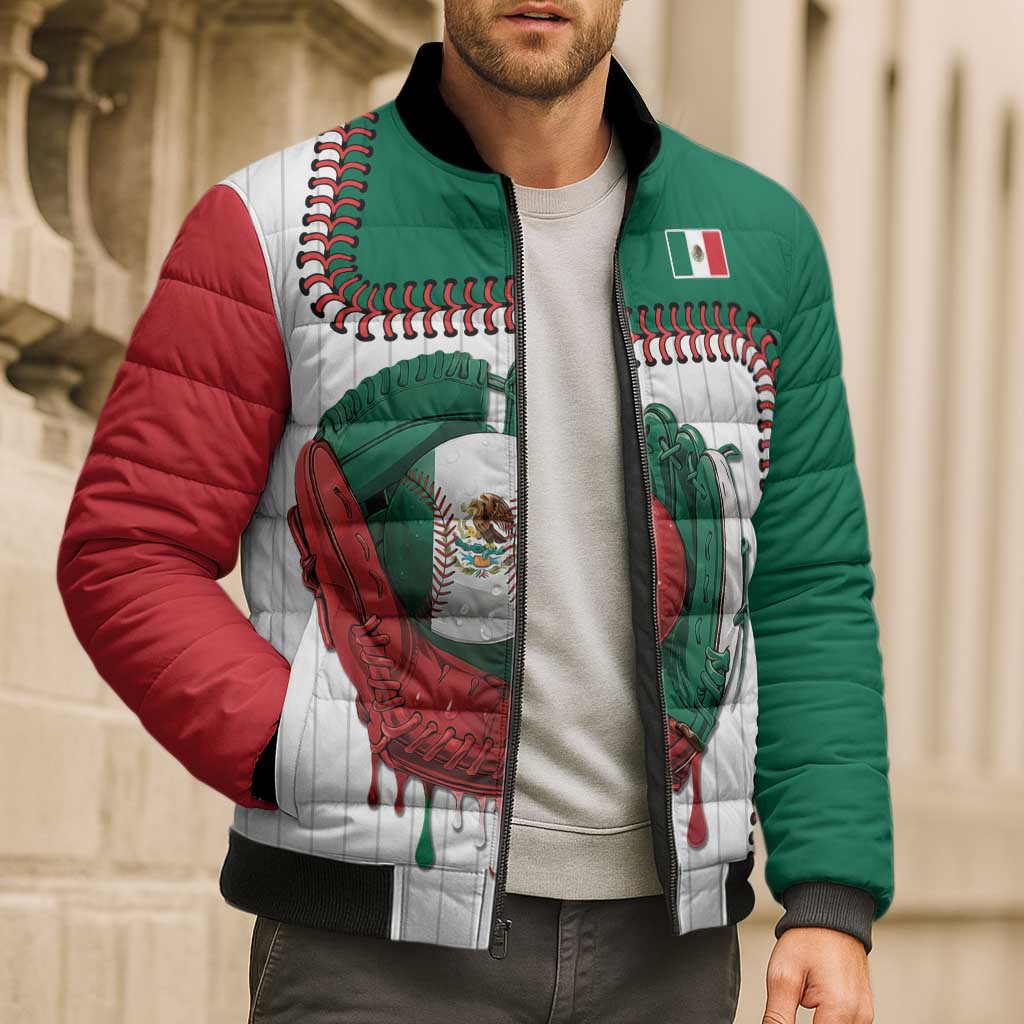 Custom Dripping Baseball Mexico Bomber Puffer Jacket