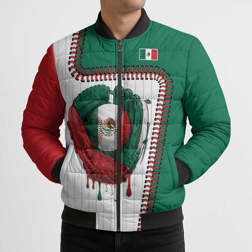 Custom Dripping Baseball Mexico Bomber Puffer Jacket
