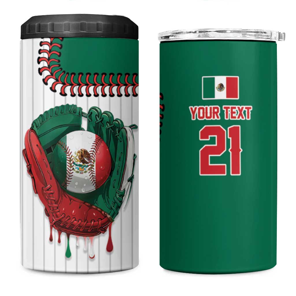 Custom Dripping Baseball Mexico 4 in 1 Can Cooler Tumbler