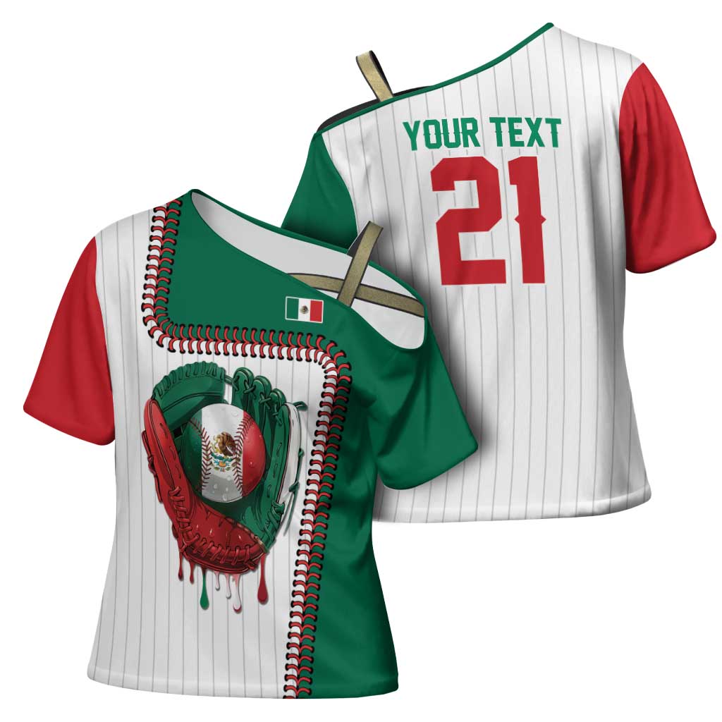 Custom Dripping Baseball Mexico Cross Shoulder Shirt