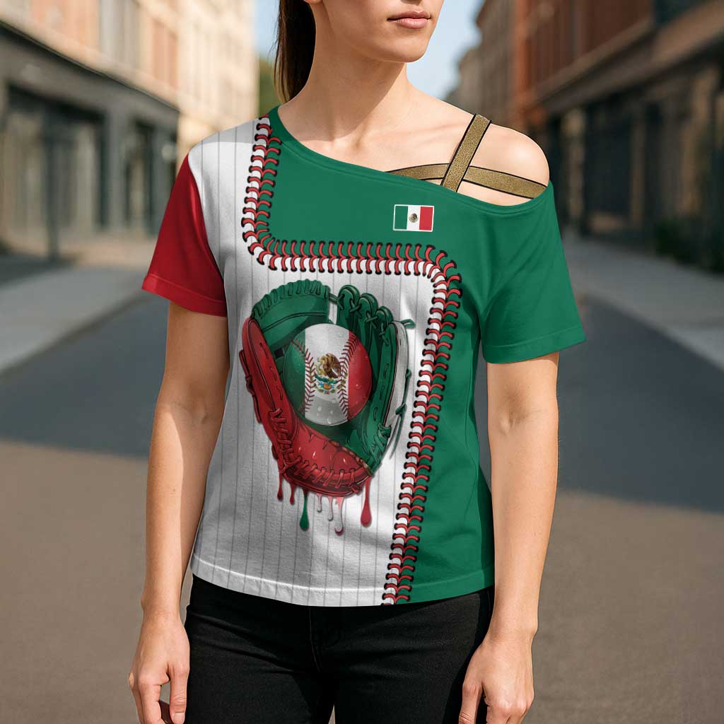 Custom Dripping Baseball Mexico Cross Shoulder Shirt