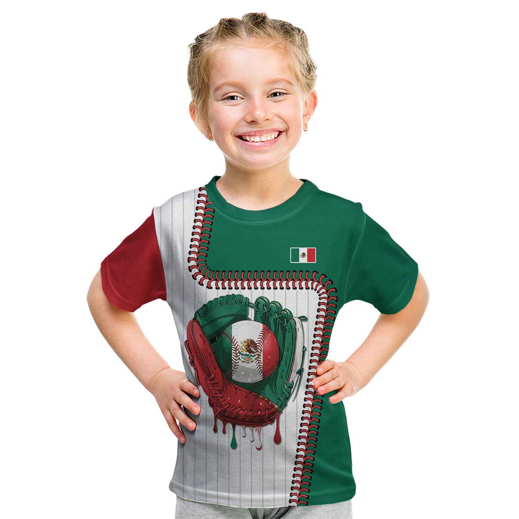 Custom Dripping Baseball Mexico Kid T Shirt