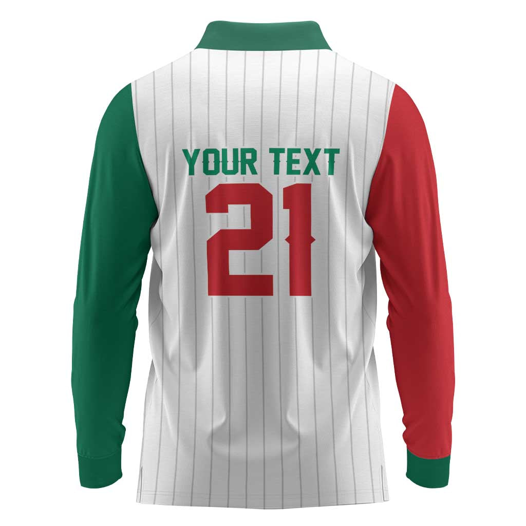 Custom Dripping Baseball Mexico Long Sleeve Polo Shirt