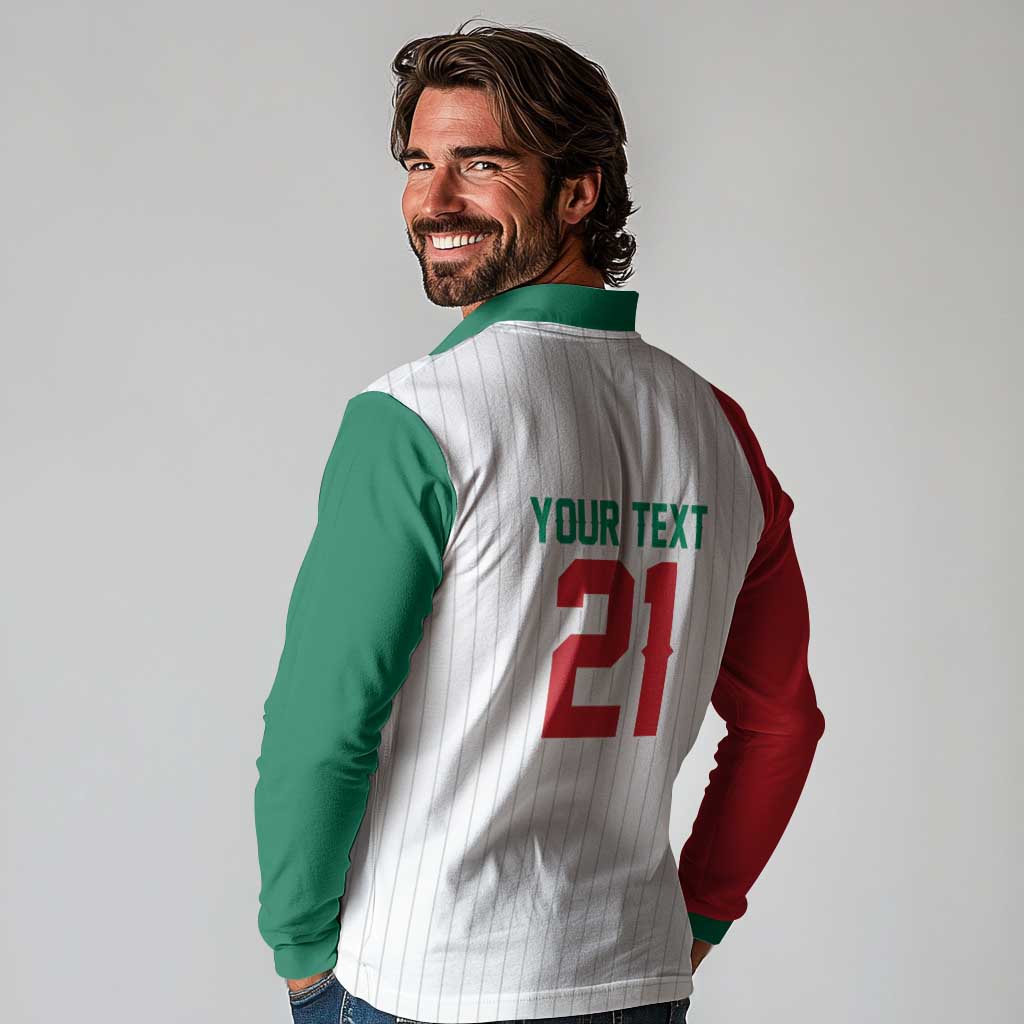 Custom Dripping Baseball Mexico Long Sleeve Polo Shirt