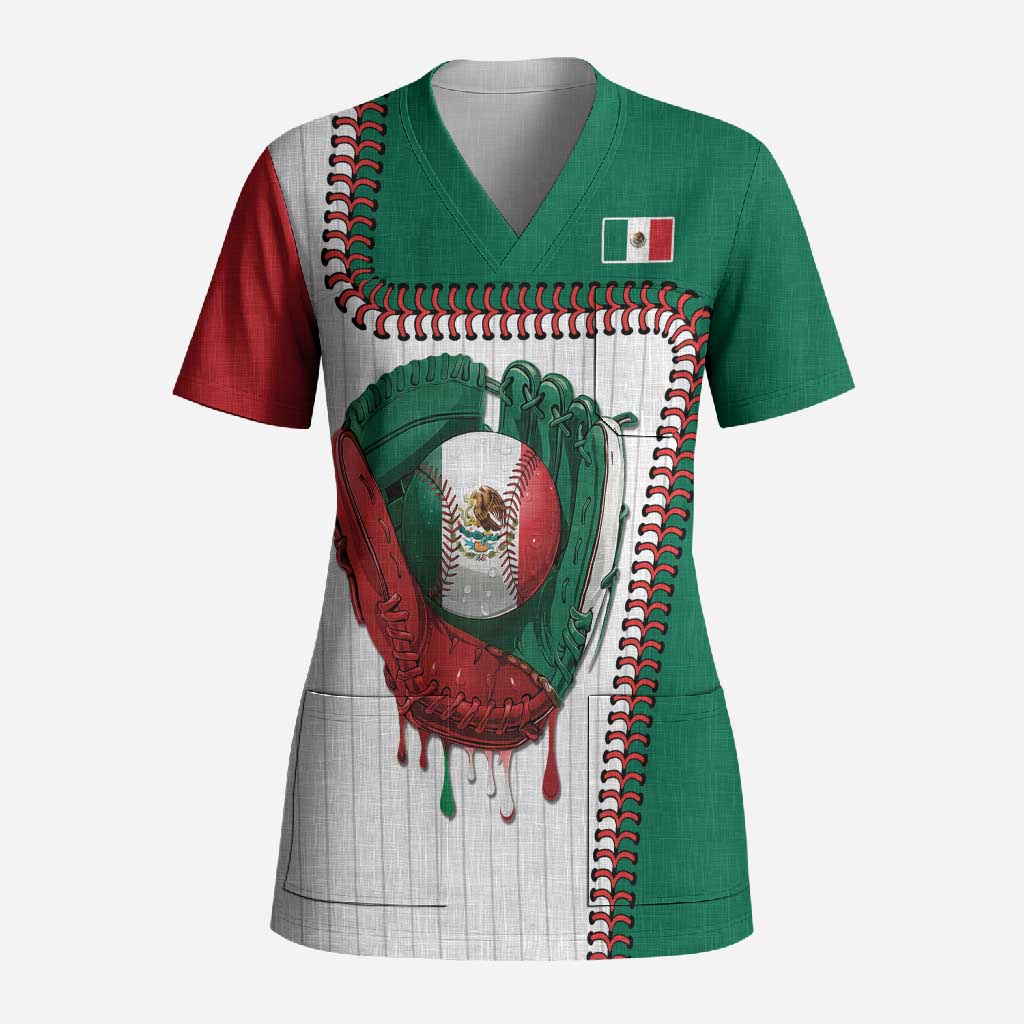 Custom Dripping Baseball Mexico Scrub Top
