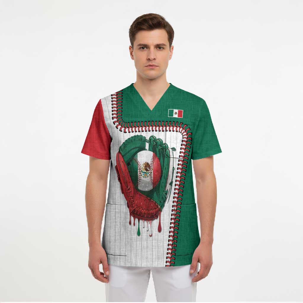 Custom Dripping Baseball Mexico Scrub Top