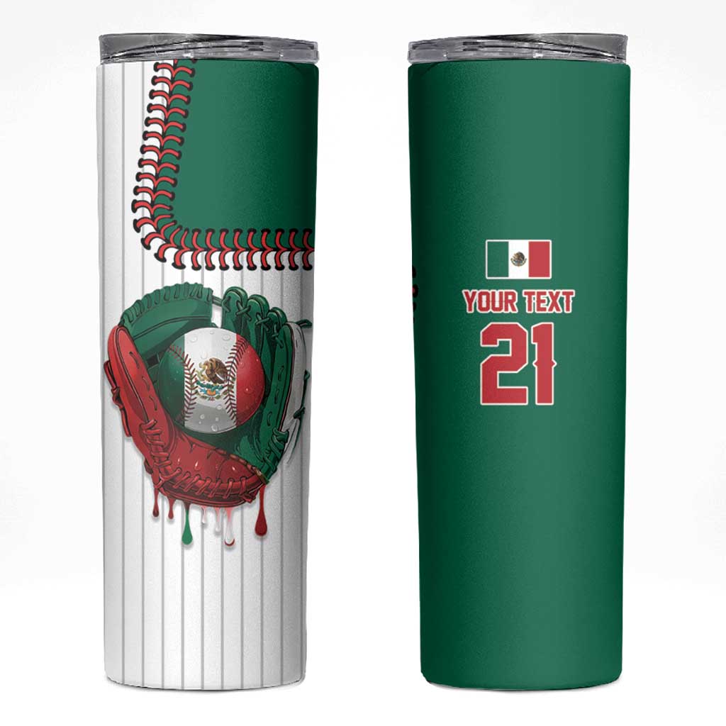 Custom Dripping Baseball Mexico Skinny Tumbler