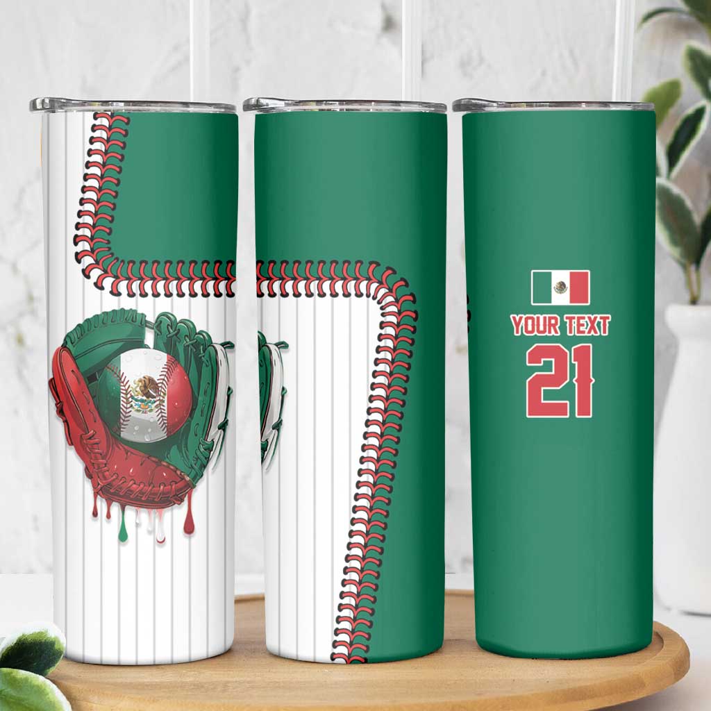 Custom Dripping Baseball Mexico Skinny Tumbler