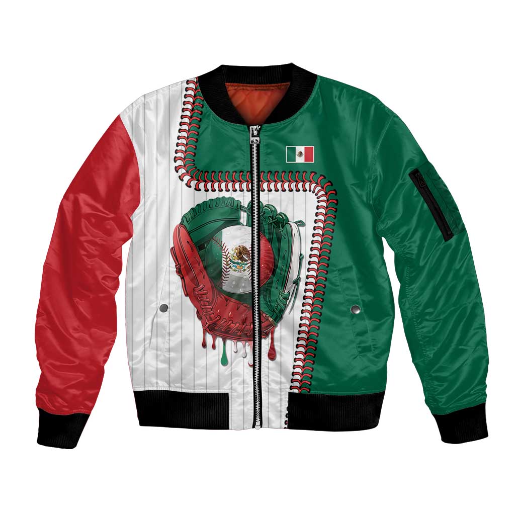 Custom Dripping Baseball Mexico Sleeve Zip Bomber Jacket