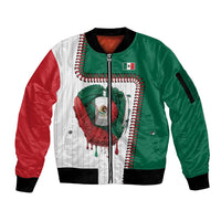 Custom Dripping Baseball Mexico Sleeve Zip Bomber Jacket