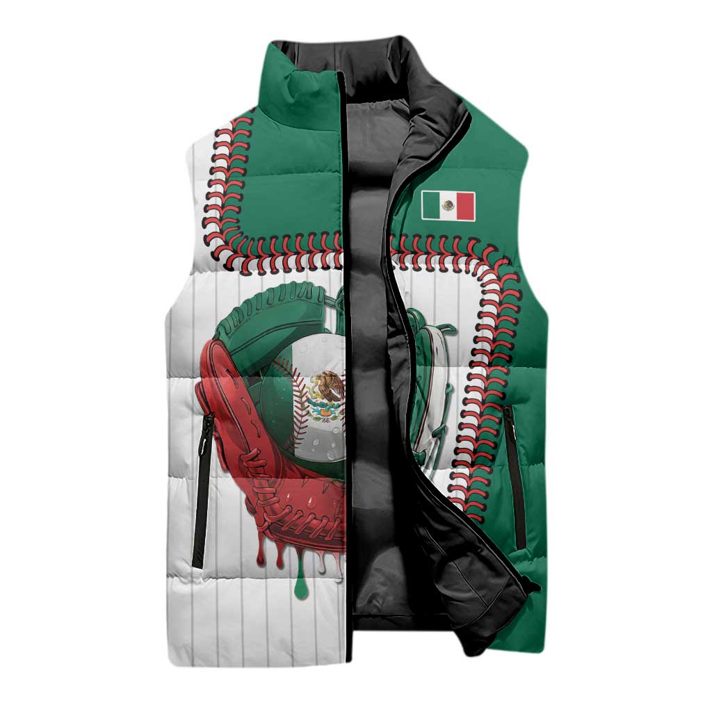 Custom Dripping Baseball Mexico Sleeveless Puffer Jacket