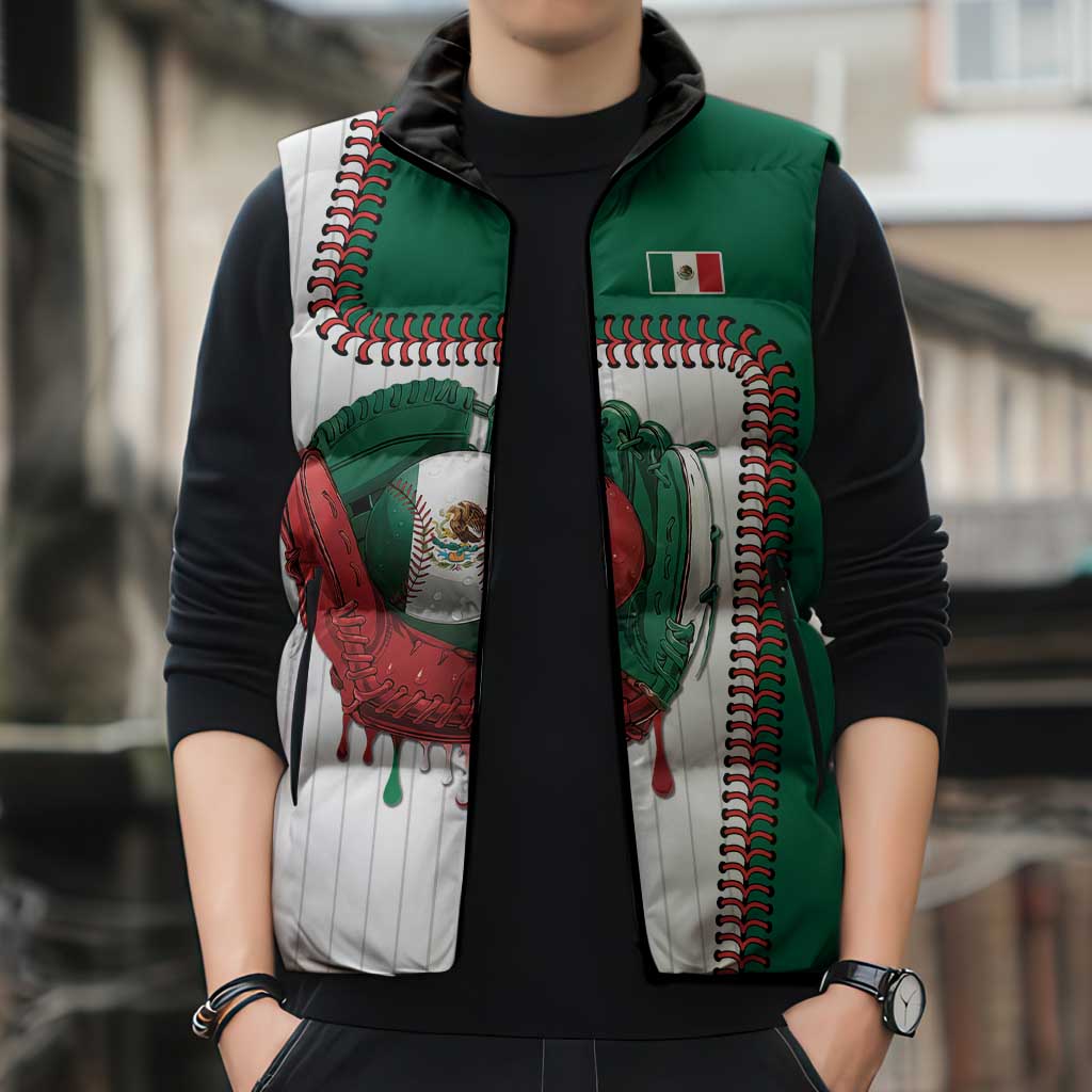 Custom Dripping Baseball Mexico Sleeveless Puffer Jacket