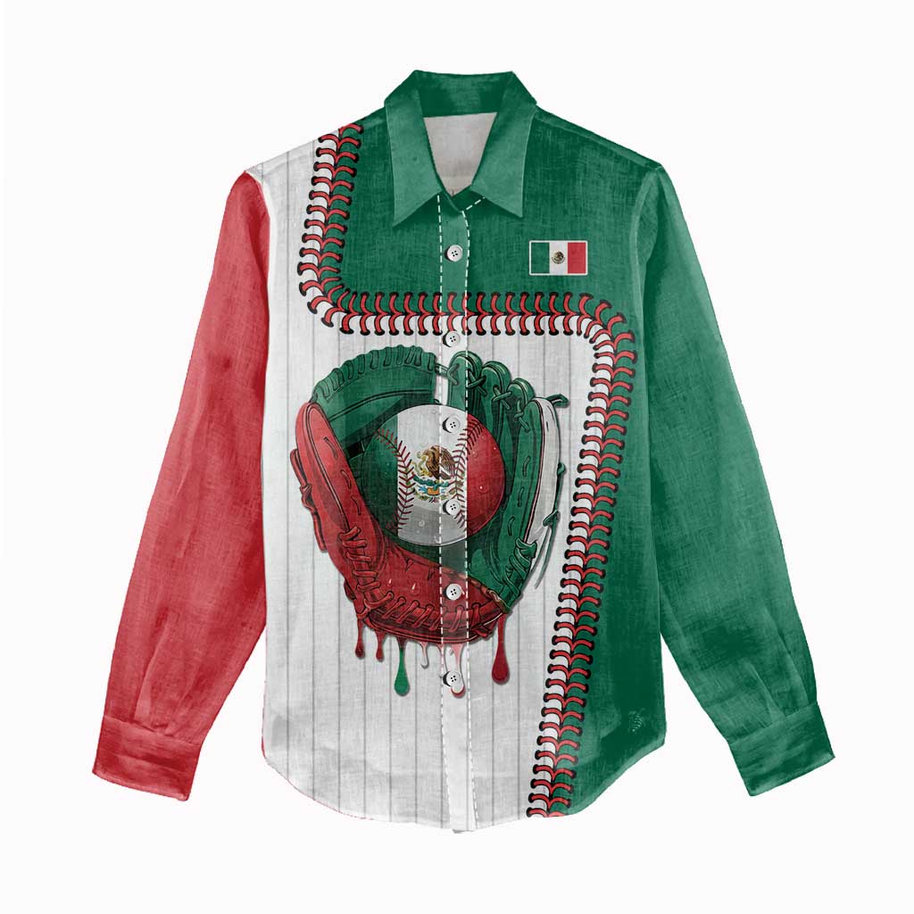 Custom Dripping Baseball Mexico Women Casual Shirt