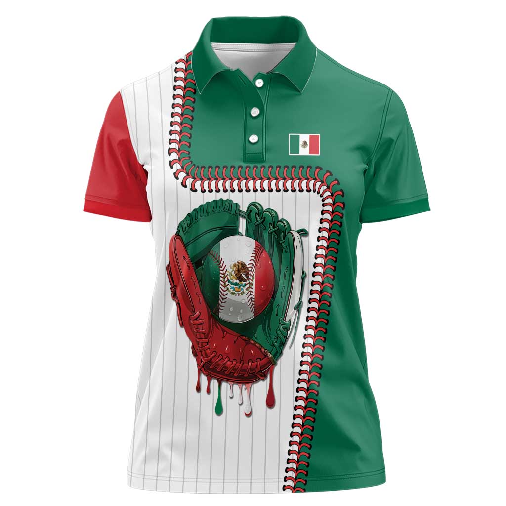 Custom Dripping Baseball Mexico Women Polo Shirt