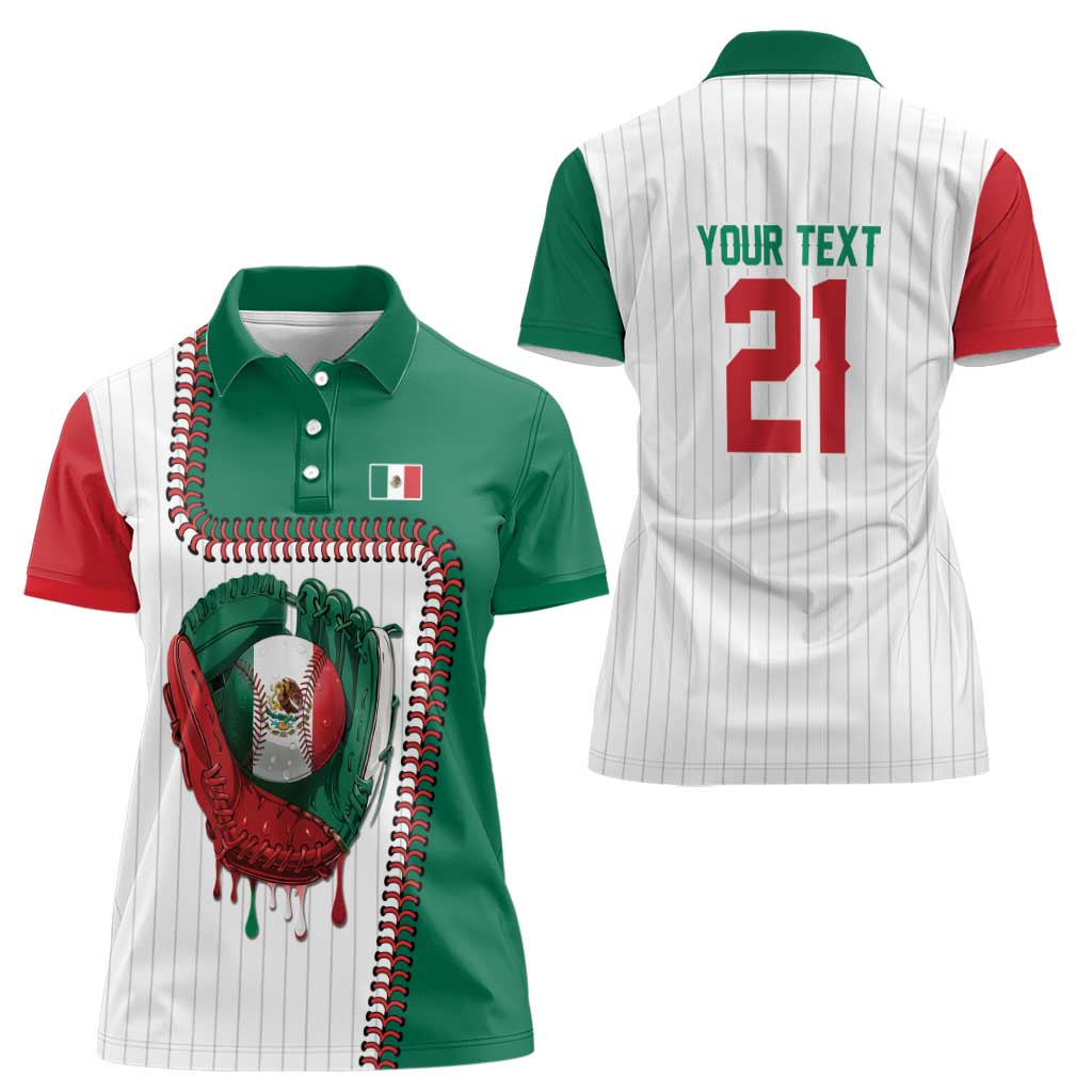 Custom Dripping Baseball Mexico Women Polo Shirt