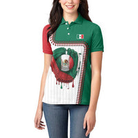 Custom Dripping Baseball Mexico Women Polo Shirt