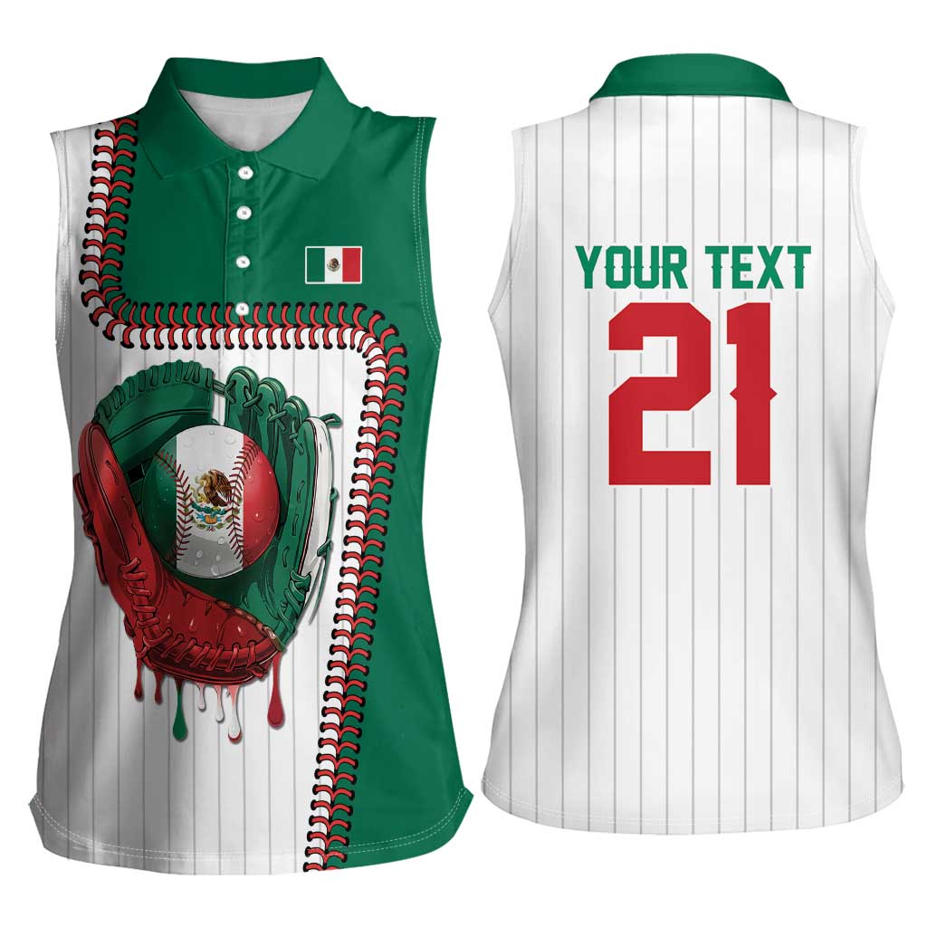 Custom Dripping Baseball Mexico Women Sleeveless Polo Shirt