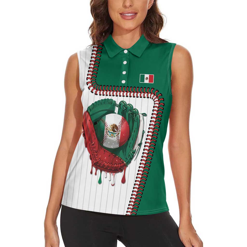 Custom Dripping Baseball Mexico Women Sleeveless Polo Shirt