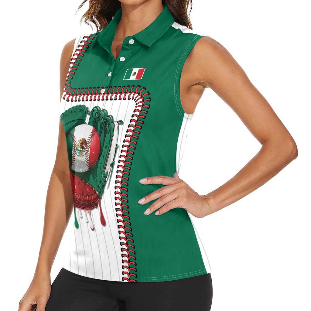 Custom Dripping Baseball Mexico Women Sleeveless Polo Shirt