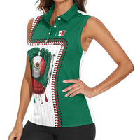 Custom Dripping Baseball Mexico Women Sleeveless Polo Shirt