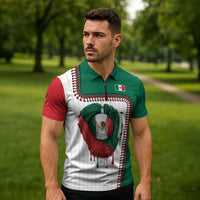 Custom Dripping Baseball Mexico Zipper Polo Shirt