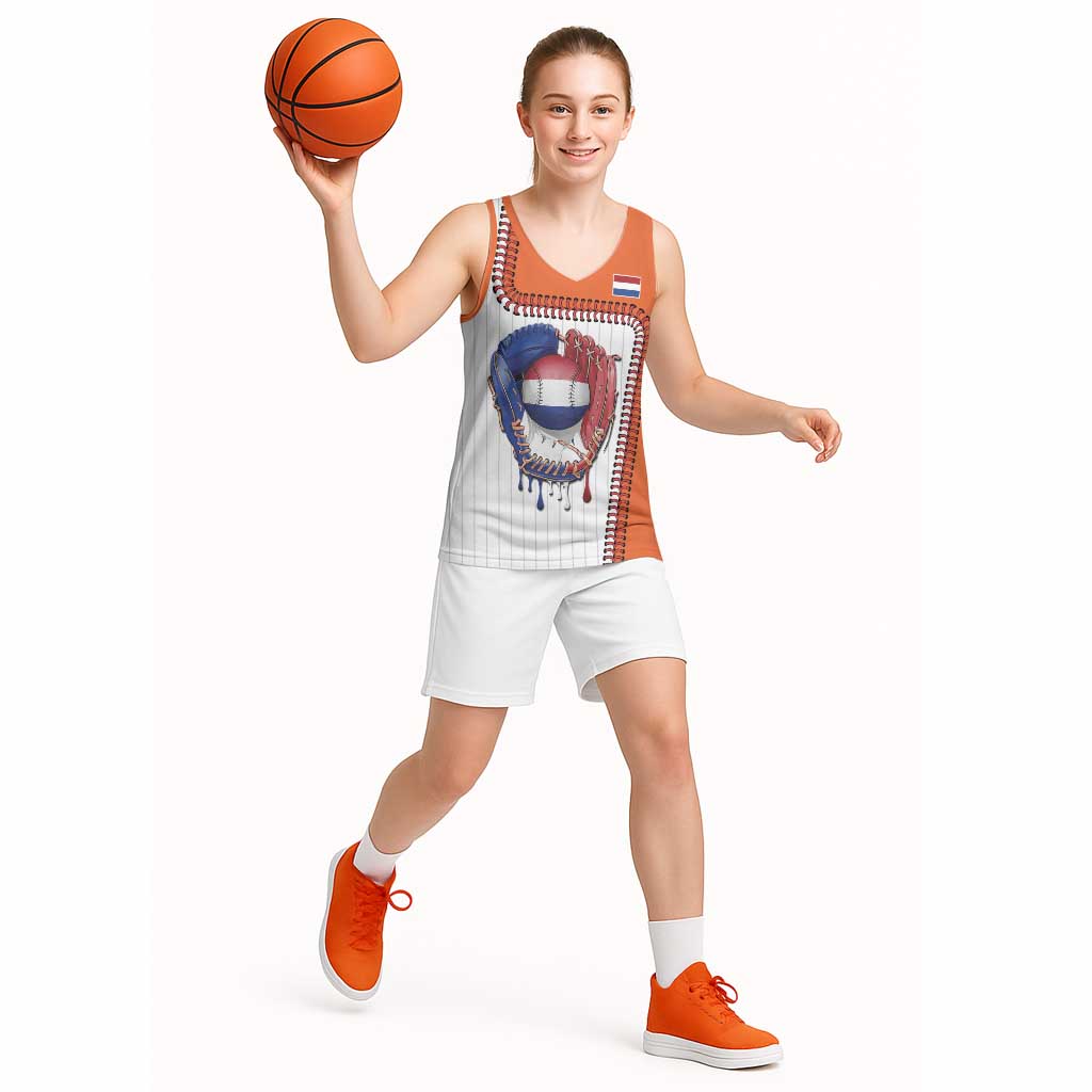 Custom Dripping Baseball Netherlands Basketball Jersey