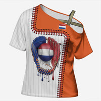 Custom Dripping Baseball Netherlands Cross Shoulder Shirt