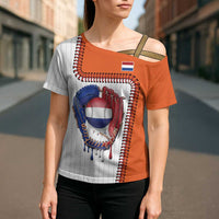 Custom Dripping Baseball Netherlands Cross Shoulder Shirt