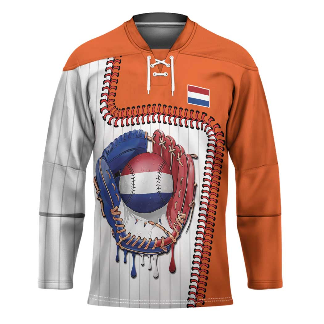 Custom Dripping Baseball Netherlands Hockey Jersey