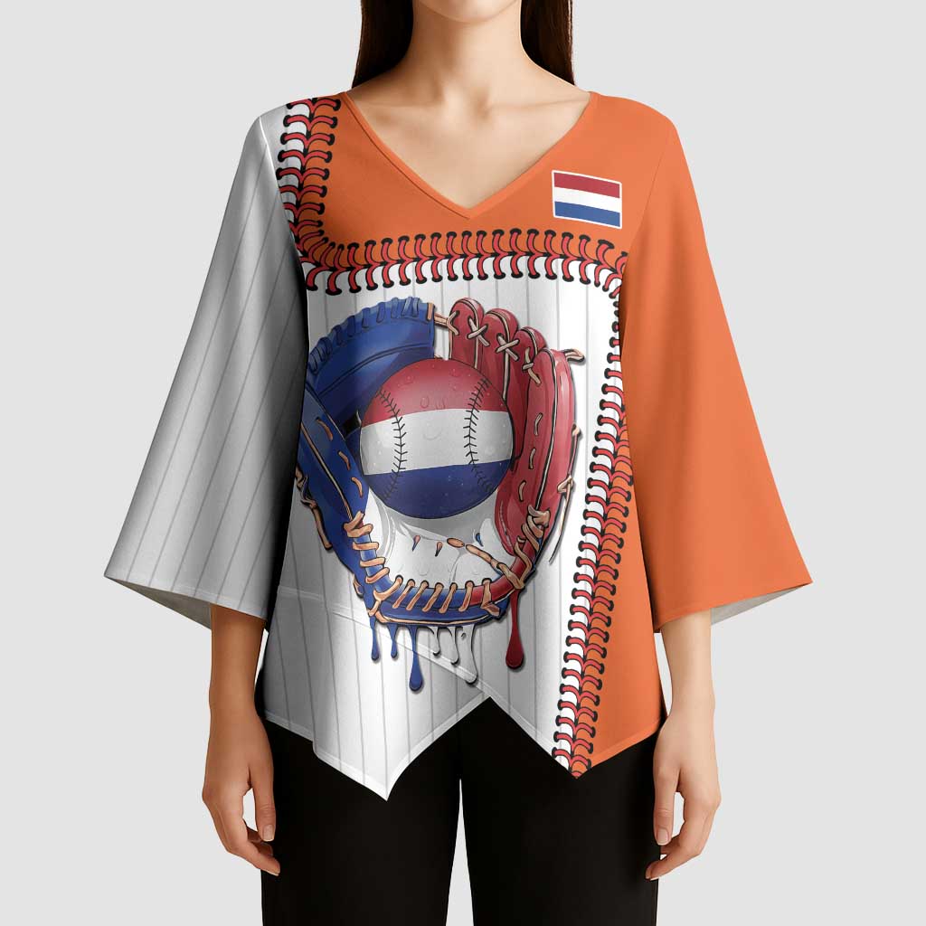 Custom Dripping Baseball Netherlands Kimono Sleeve Blouse