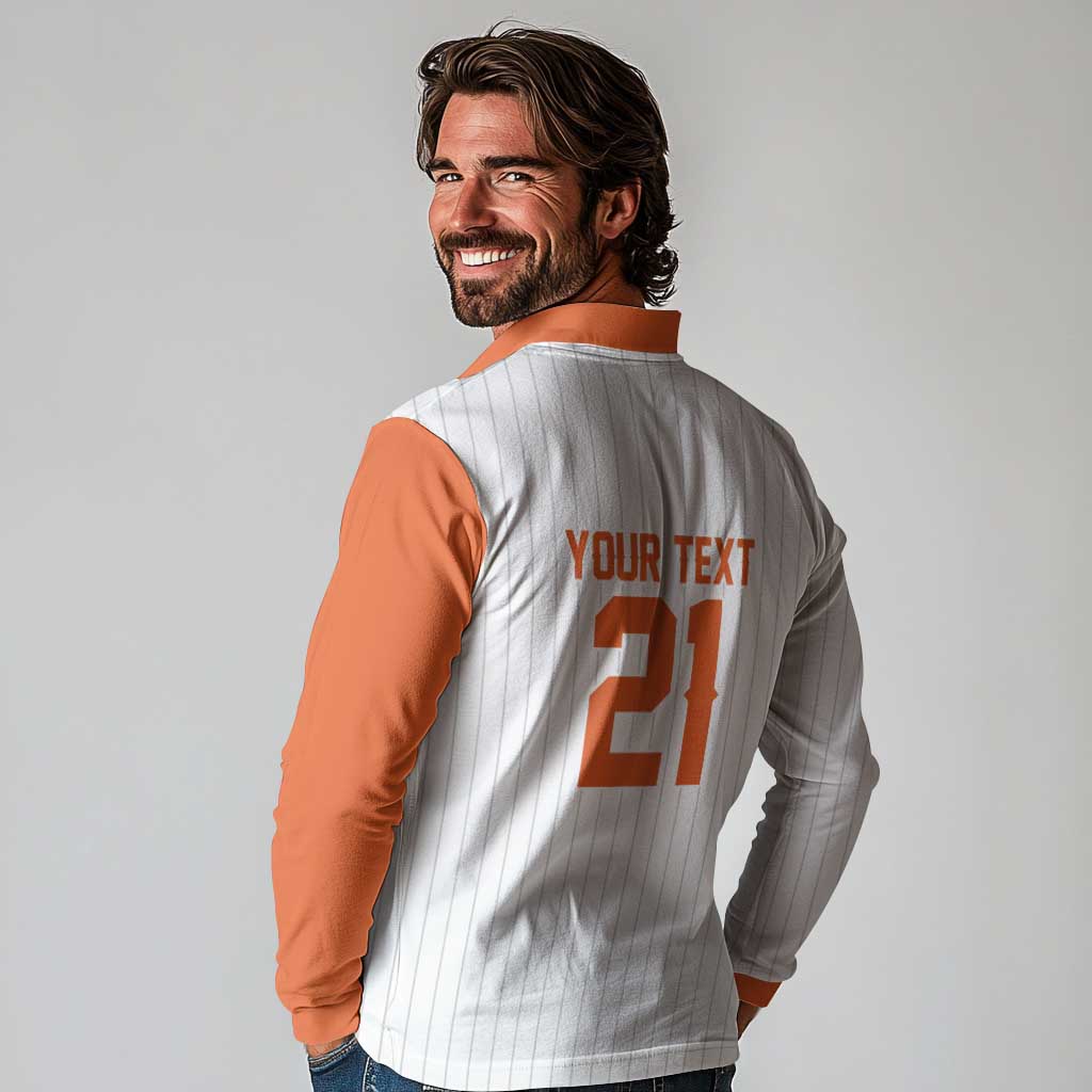 Custom Dripping Baseball Netherlands Long Sleeve Polo Shirt