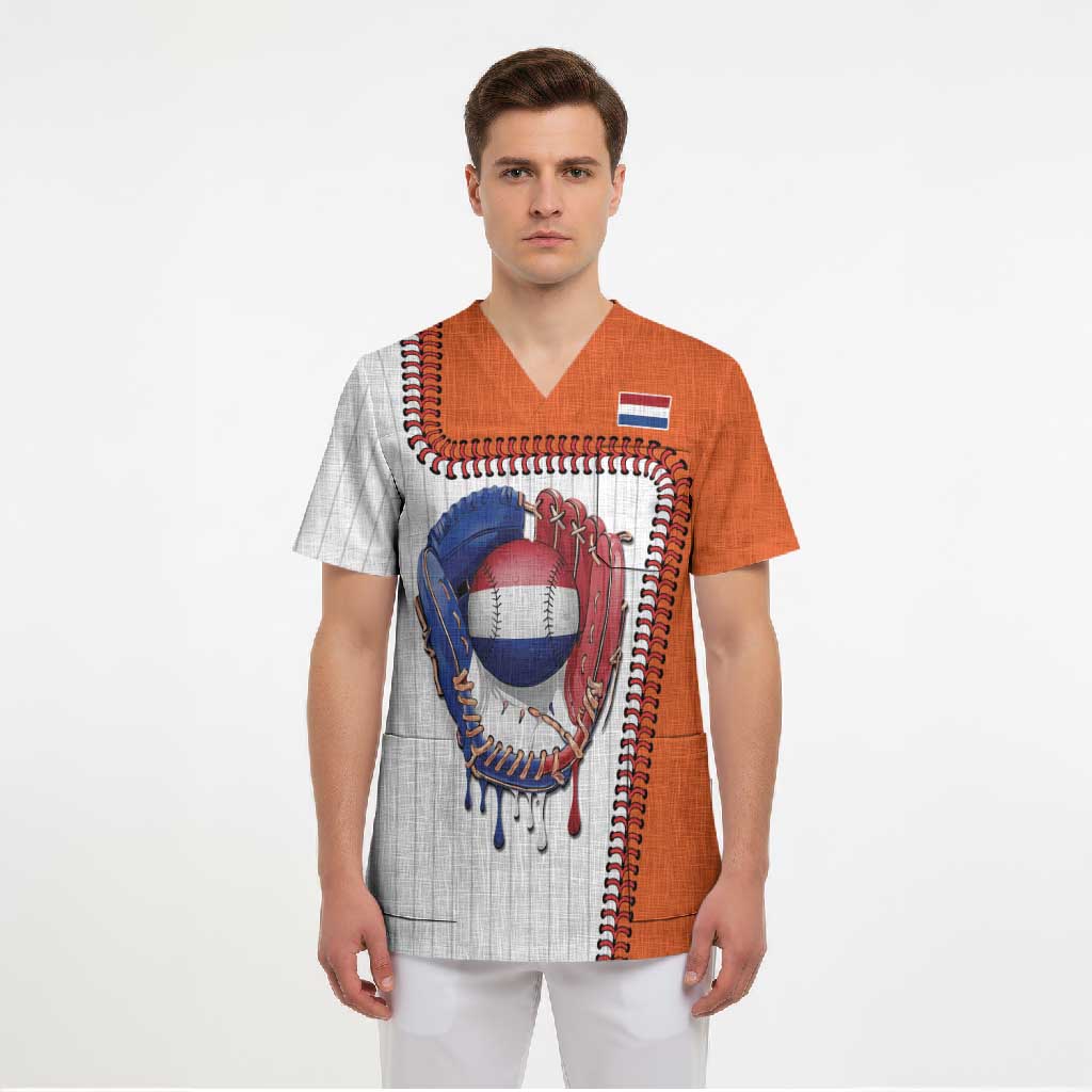 Custom Dripping Baseball Netherlands Scrub Top