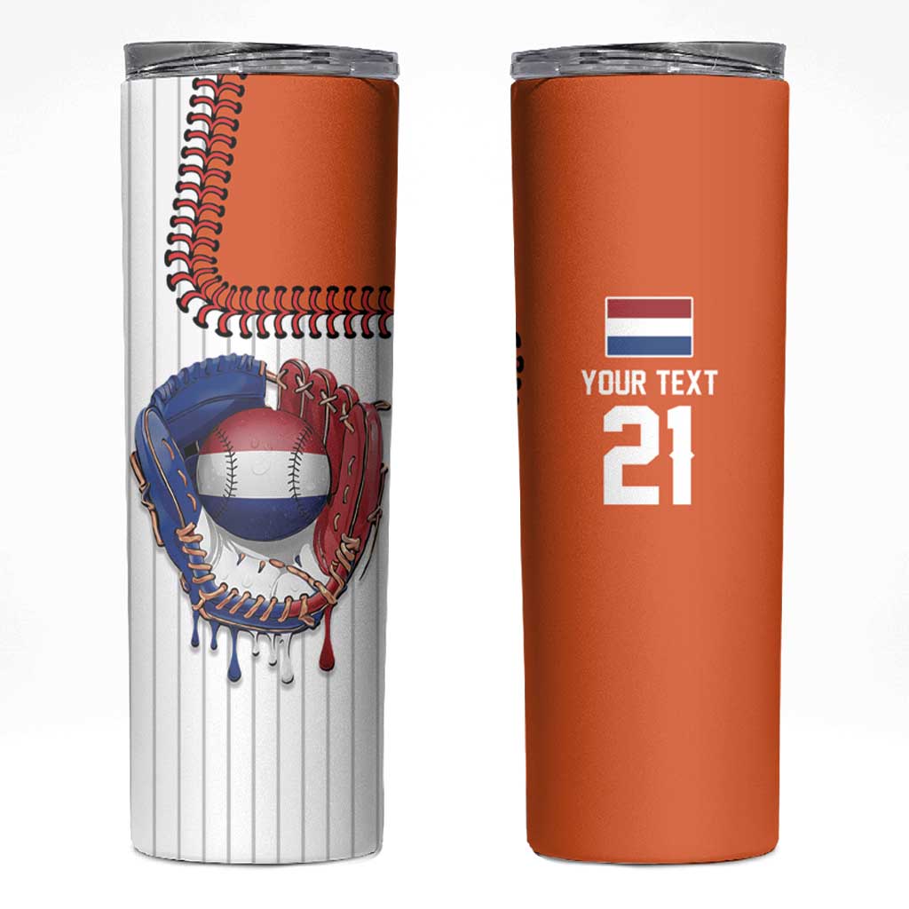 Custom Dripping Baseball Netherlands Skinny Tumbler