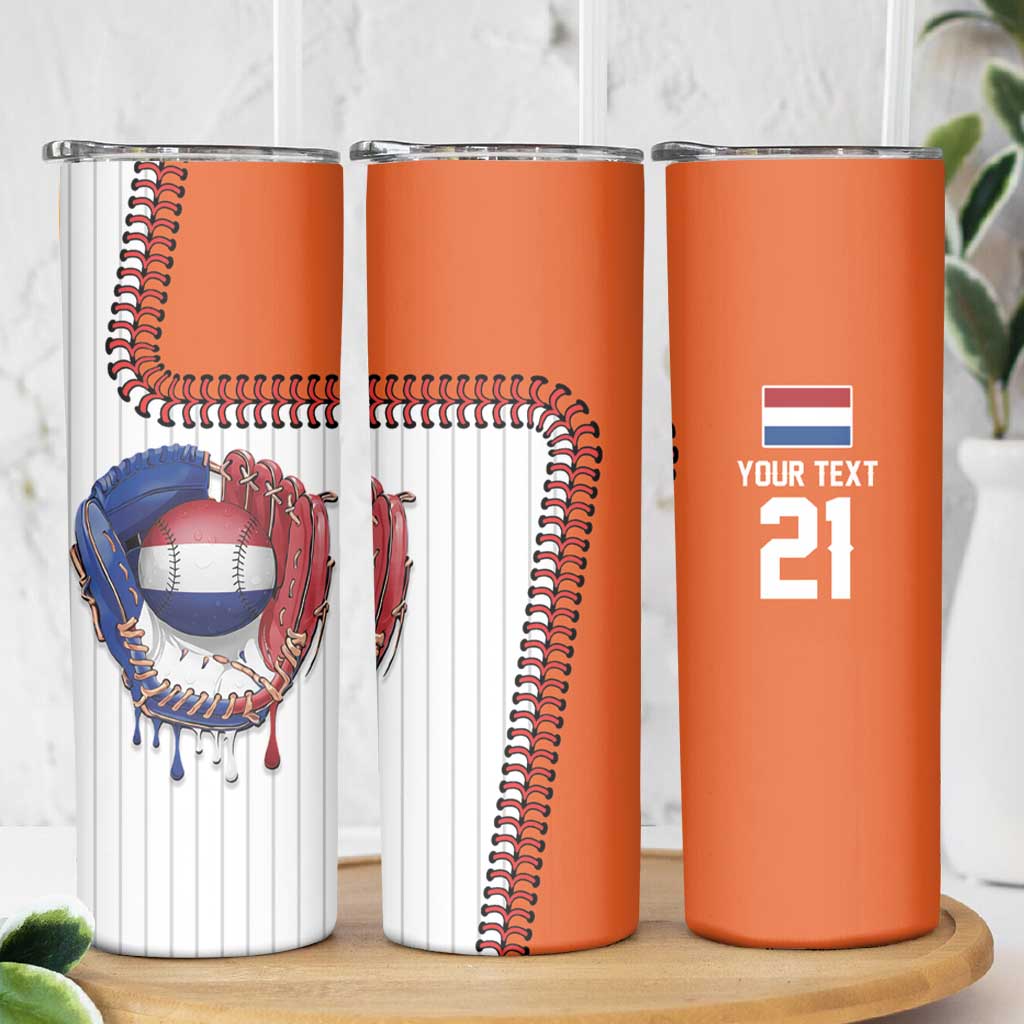 Custom Dripping Baseball Netherlands Skinny Tumbler