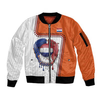 Custom Dripping Baseball Netherlands Sleeve Zip Bomber Jacket