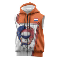 Custom Dripping Baseball Netherlands Sleeveless Zip Hoodie