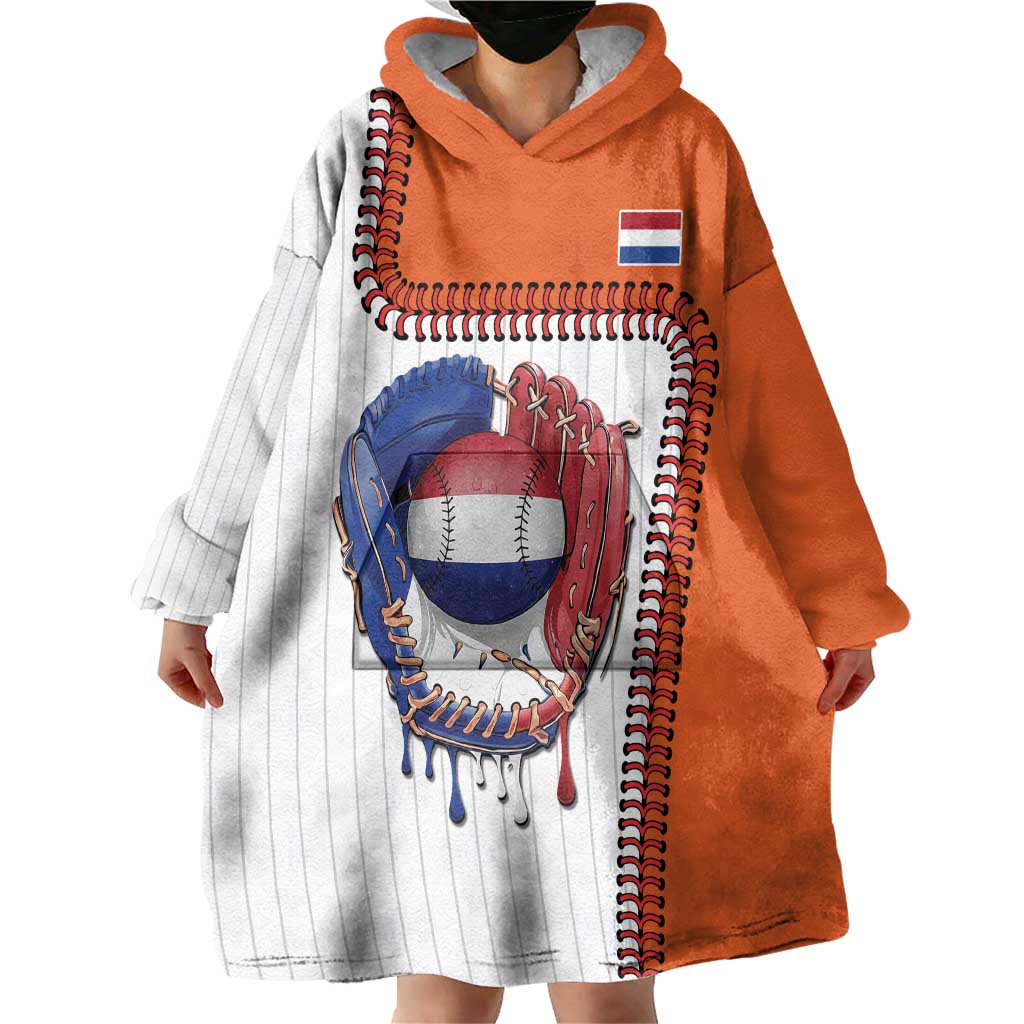 Custom Dripping Baseball Netherlands Wearable Blanket Hoodie