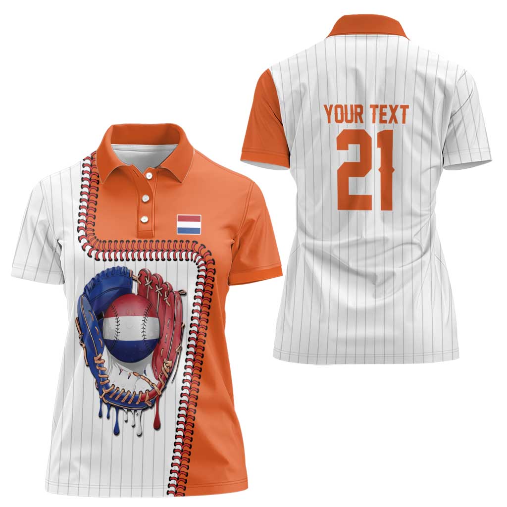 Custom Dripping Baseball Netherlands Women Polo Shirt