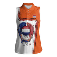 Custom Dripping Baseball Netherlands Women Sleeveless Polo Shirt