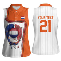 Custom Dripping Baseball Netherlands Women Sleeveless Polo Shirt