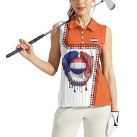 Custom Dripping Baseball Netherlands Women Sleeveless Polo Shirt